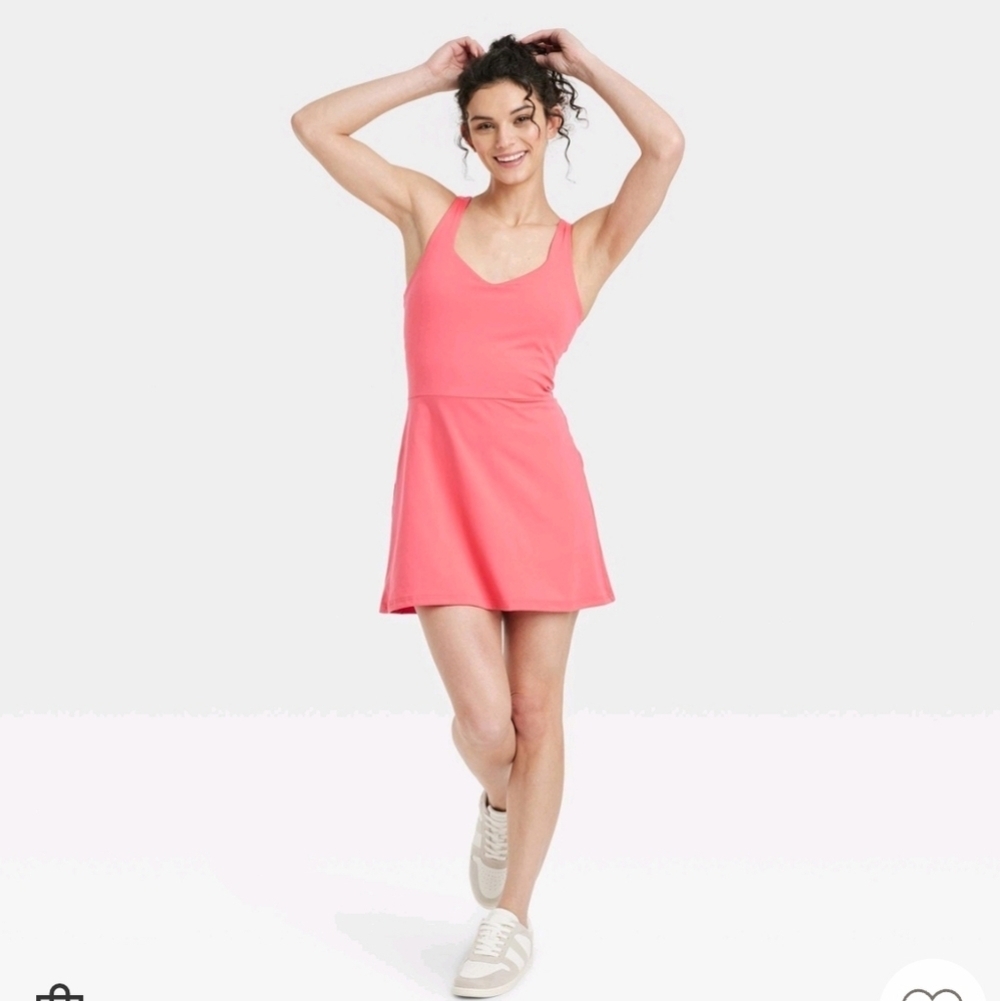 Women's Knit Halter Active Woven Dress - All In Motion Coral Pink XL